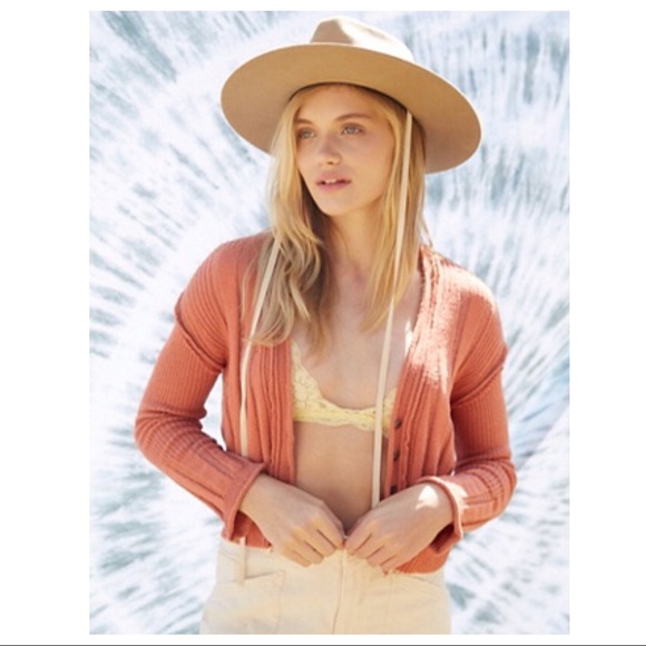 FREE PEOPLE BOHO CARDI LONG SLEEVES RIB KNIT CROP CARDIGAN A3C - Picture 2 of 15